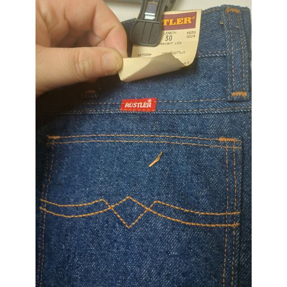 Vtg Rustler USA MADE Jeans Men's Blue Dark Wash 36x30 Boot Cut NWT - Picture 4 of 8